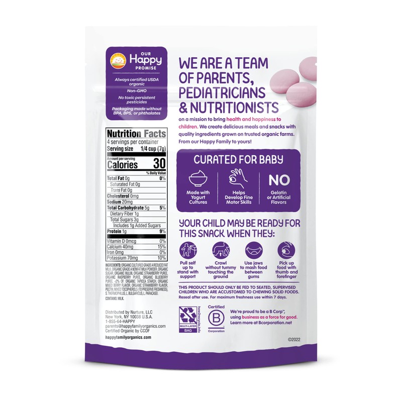 Happy Baby Organic Yogis Freeze-Dried Yogurt & Fruit Snacks, Mixed