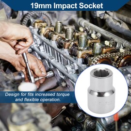 Hihaha Heavy Duty Impact Wrench Hardware Tool for Car Motorcycle Dirt Bike Durable High Performance Steel 50 mm Length 1 Piece Silver 6 Point 17 mm 19 mm Drive