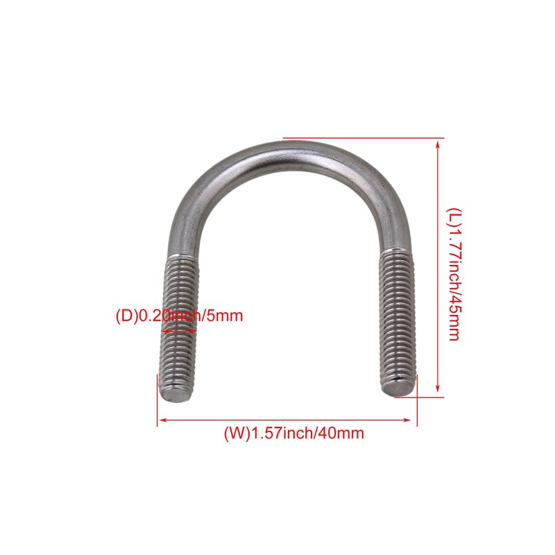 CNBTR 304 Stainless Steel Silver U-Bolt Screws Saddle Nuts M6x27mm