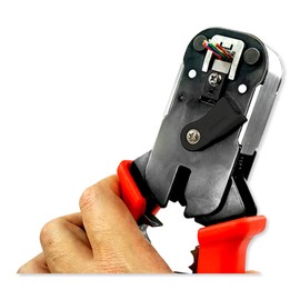 Simply45 ProSeries All-In-One RJ45 Crimp Tool for Pass-Through & Standard WE/SS RJ45 - Includes Tool Lock, Click Socket, Blade Storage, Stripper/Cutter - S45-C101