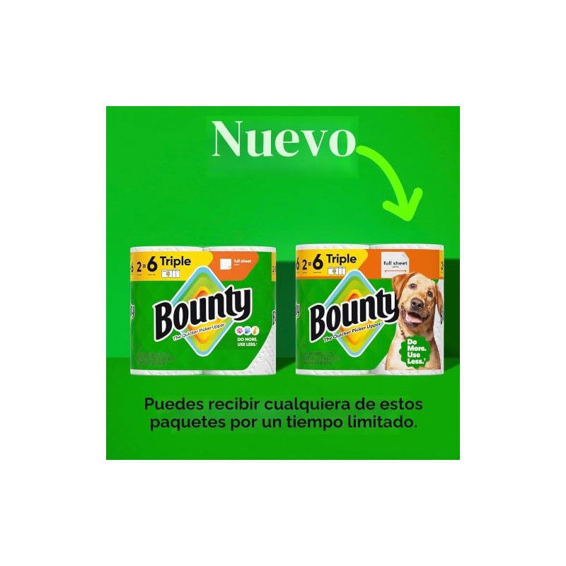 Bounty Toallas de papel de hoja completa, color blanco, 2
