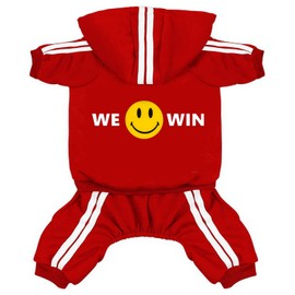 Pet Outfit - Cute Dog Hoodie Sweater Tracksuit Winter Clothes Jumpsuit Pajamas 4-Legs Red for Puppy Small Medium Large Dogs Boy or Girl (X-Large)