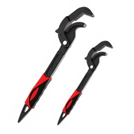 WIN&YING Self Adjusting Pipe Wrench Set, 2 Pack 10'' and 14'' Heavy-Duty Wrench Plumbing Tools, Adjustable Jaws Pipe Tool for 0.55''-2.36'' /14-60mm Nuts Use