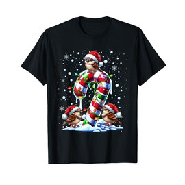 Three Santa Sparrows On Candy Cane Christmas Kids Toddler T-Shirt