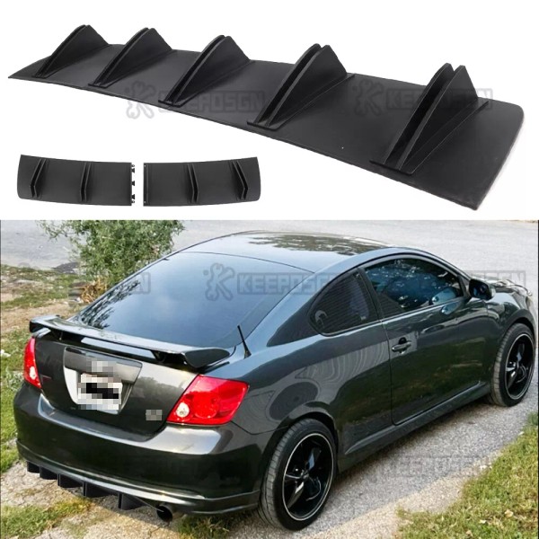 Unbranded ABS Rear Diffuser Shark Fins Bumper Splitter Spoiler Lip