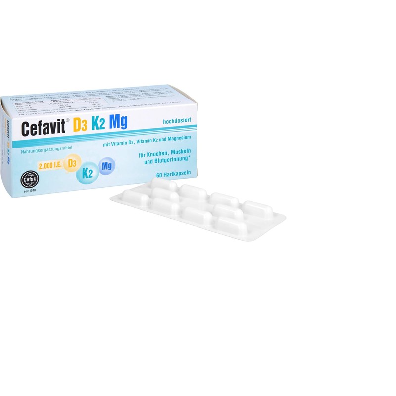 Cefavit D3 K2 mg Hard Capsules for Bones, Muscles and