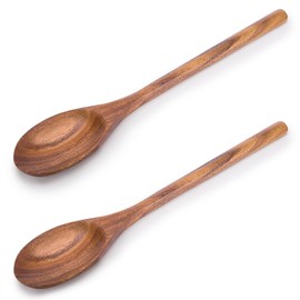 HAKSEN Wooden Spoons, 6PCS 9 Inch Wood Soup Spoons for Eating Mixing Stirring, Long Handle Spoon for Japanese Style Home Kitchen Cooking Stirring