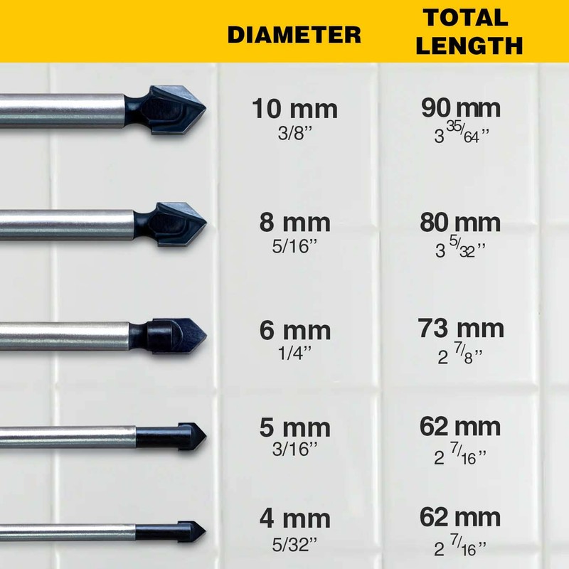 Masonry Drill Bits Set - Glass Drill Bits for Tiles,