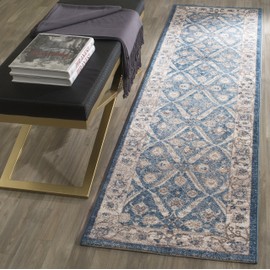 SAFAVIEH Sofia Collection SOF378C Vintage Oriental Distressed Non-Shedding Living Room Entryway Foyer Hallway Bedroom Runner, 2'2" x 10' , Blue / Beige