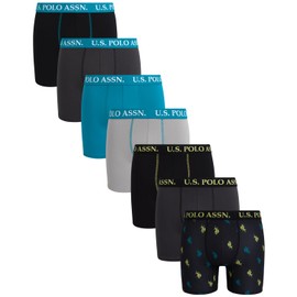 U.S. Polo Assn. Men's Underwear - Ultra Soft Boxer Briefs with Comfort Pouch (7 Pack), Size X-Large, GreyPrintBlueBlack