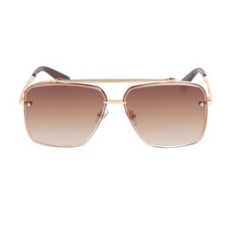 Junsika Square Aviator Sunglasses for Men Women Fashion Metal Vintage Designer Shades Gradient Brown Sunglasses