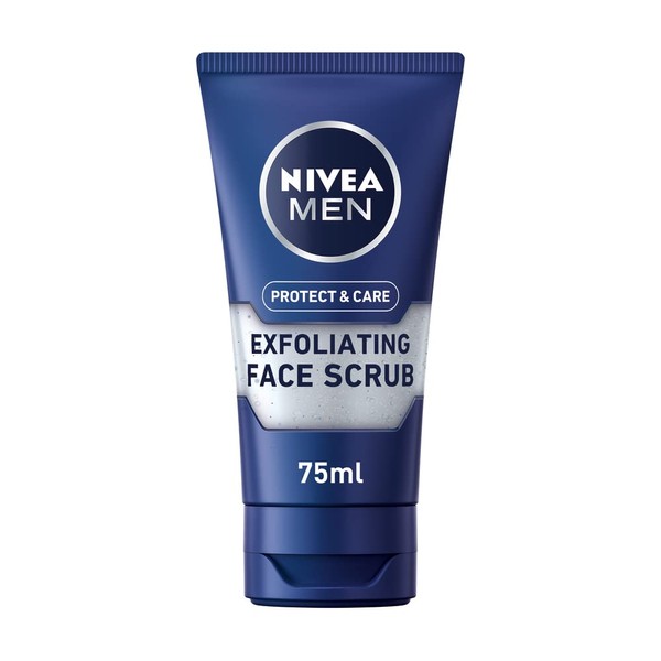 NIVEA MEN Protect & Care Exfoliating Face Scrub (75ml), Invigorating Men's Face Scrub and Face Cleanser with Aloe Vera, Exfoliating Face Wash