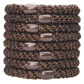 L. Erickson Grab & Go Ponytail Holders, Metallic Espresso, Set of Eight - Exceptionally Secure with Gentle Hold