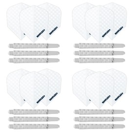 Harrows Darts 4 x Sets of Dimplex Dart Stems and Dimplex Dart Flights - 12 Dart Shafts 12 Darts Flights in Total - Medium & Short, Black & White (White, Medium)