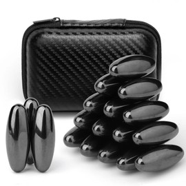 Stones Oval Toys for Adults, Rattle Snake Magnet, Stress Relief Magnetic Toys for Men, Compatible with Ferrite Modelling Clay, Office Desk Decor, Anti-Anxiety Gift, 18 Pieces