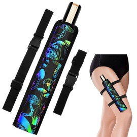 Cosblank Summer Rave Fan Holster Rave Fan Holder Folding Hand Pouch Foldable Sleeves with Waist Belt for Thigh Party(Mushroom Style)
