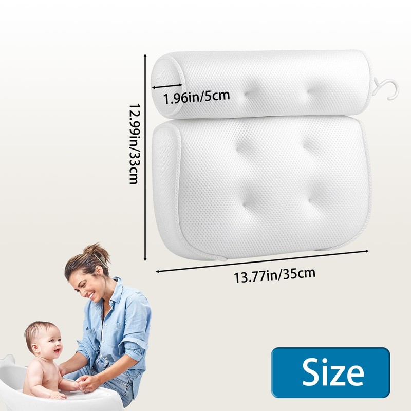 Bath Pillows for Head and Neck, Waterproof Bath Cushion with