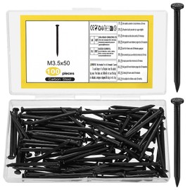 Pack of 100 Steel Nails Set, Nails, Nails Wall, Concrete Nails for Concrete Walls, Steel Nails for Picture Nails, Black, 50 mm Long Nails, Picture Hanging for Crafts Picture Frames (50 mm, Black)