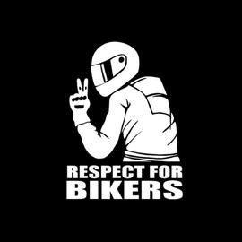 Respect for Cyclists Reflective Sticker, KIMISS 15 x 11 cm Respect for Bikers Motorcycle Sticker Car Sticker Fashion Car Decoration Sticker (White)