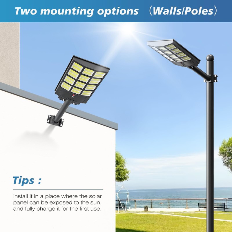 5000W Solar Street Lights Outdoor Commercial, 6500K Wide Angle Motion