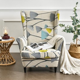 Meigeh Sesselhusse Sesselschoner überzug Ohrensessel Sesselüberzug Stretch Sesselbezüge für Ohrensessel 2-teilig Ohrensessel Schonbezüge Löwenzahn