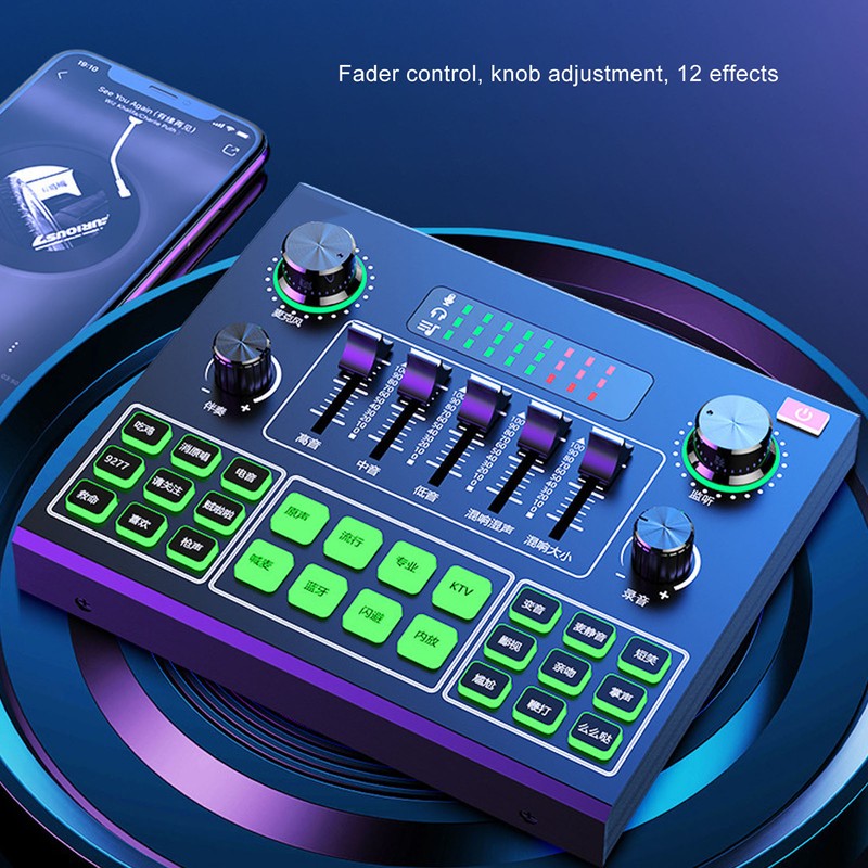 Live Sound Card Professional Dual Channel Bluetooth Stereo Mixer Board