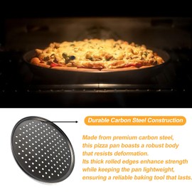 Pizza Pan with Holes, Baking Tray Round Non-Stick Perforated Pizza Baking Set Fours Sizes Carbon Steel Non Stick Pizza Crisper Tray for Home Restaurant Kitchen Oven(26CM)