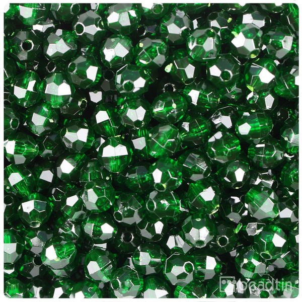 BeadTin True Emerald Transparent 8mm Faceted Round Craft Beads (450pcs)