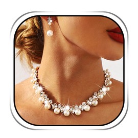 Sixexey Pearl Jewelry Set Gold Rhinestone Jewelry Necklaces Bridal Wedding Necklace Jewelry Accessories for Women