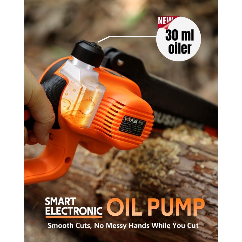 VOTREK 8" & 6" Chainsaw Cordless with 2x3.0AH Batteries, [2-in-1]