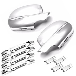 S SIZVER Triple Chrome Plated Door Mirror+Handle+Bowl Overlay Cover Compatible With 2007-2013 Silverado Sierra 1500/2500/3500/Avalanche/Tahoe/Suburban/Yukon/YUKON XL