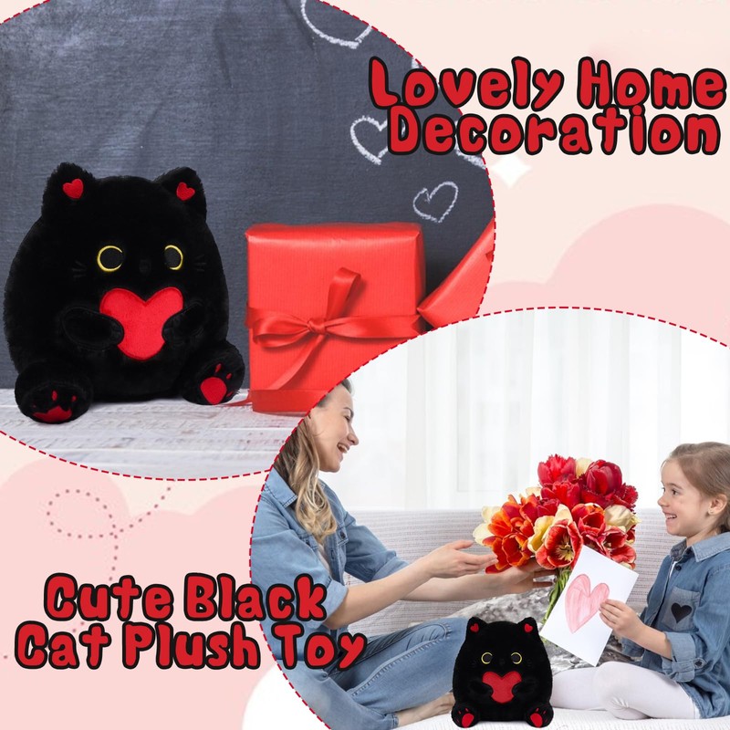 LSYDCARM Black Cat Plush Toy, Cute Black Cat Stuffed Animal,