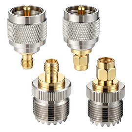 4 PCS SMA to UHF Antenna Adapter SMA Male/Female to PL259 SO239 UHF Male/Female Coaxial Connectors Gold-Plated Brass Coax Cable Connector for Ham Radio Antenna CB Radio FPV Antennas