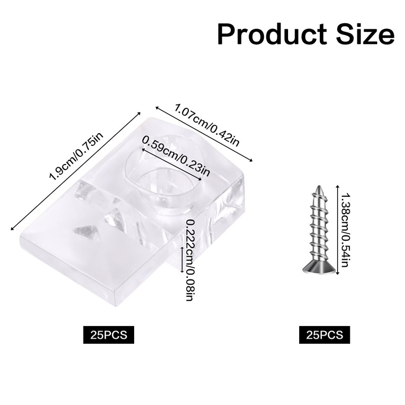 25Pcs Mirror Hangers for The Wall, Mirror Holder Clips, Clear