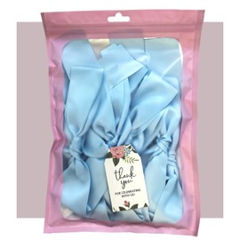 Eanjia Bow Knot Garland | 6ft Linking Satin Bow Banner with 3ft Extend Ribbon for Coquette Bachelorette Party, Baby Shower,Bridal Shower Wedding Baby Room Bed Decor (Blue, 6ft)