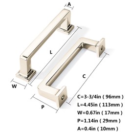 khtumeware 10 Pack Polished Nickel Cabinet Pulls, 3-3/4 Inch(96mm) Hole Centers Cabinet Handles Kitchen Hardware Straight Bar for Cabinets and Drawer Pulls