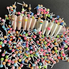 20 Pcs 3D Lollipop Nail Charm,Cartoon Cute Resin Macaron Nail Supplies,for Acrylic Nail Art DIY Nail Designs Nail Accessories(Mixed Loading)