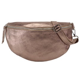 SH Leder ® Lala G399 Real Leather Waist Bag for Women Men Unisex Belt Bag for Festival Travel Bum Bag Large Crossbody Bag Women Leather Bag 30 x 18 cm, bronze