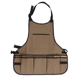 Sarpu Tecz Compact Waterproof Gardening Apron with 14 Pockets - Tool Organizer for Gardeners, Woodworking & Outdoor Work, Brown