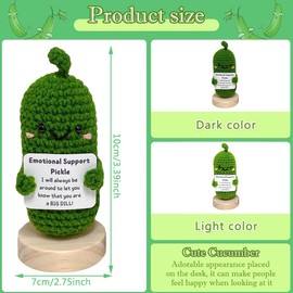 SiSfeL 2 Stück Mini-Plüsch Lustige Gurke Puppe,Kreativ Gestrickt Positive Gurken,Emotional Support Pickled Cucumber Gift mit positiver Karte,Geschenke für Freund,Kinder