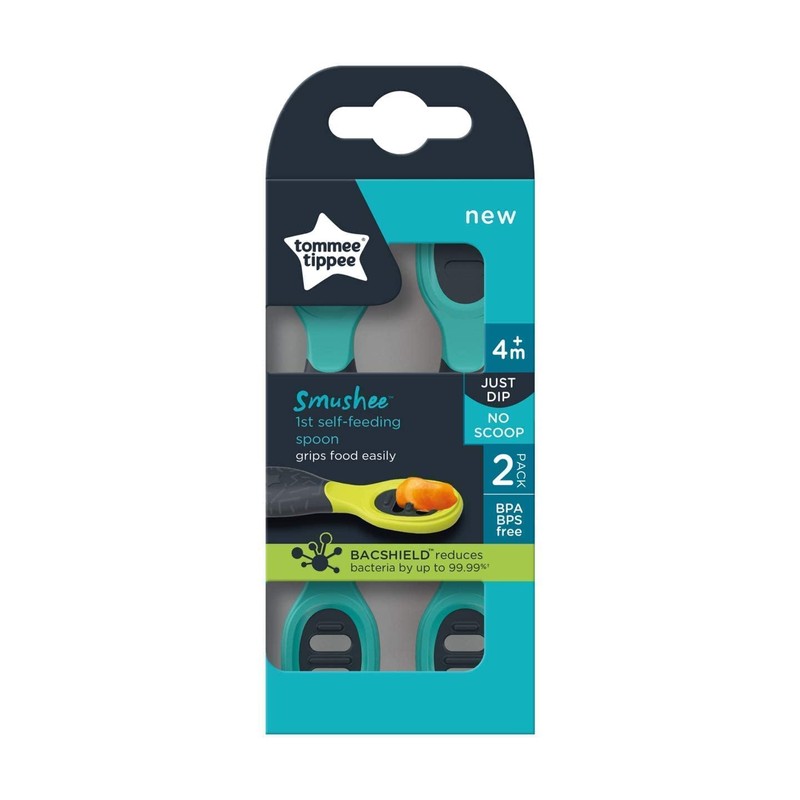 Tommee Tippee Smushee First Self-Feeding Weaning Spoons with BACSHIELD Antibacterial Technology,