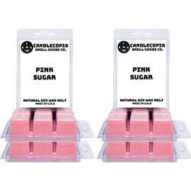 Candlecopia Pink Sugar Strongly Scented Hand Poured Vegan Wax Melts, 36 Scented Wax Cubes, 19.2 Ounces in 6 x 6-Packs