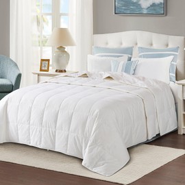 Globon Summer Down Blanket King Size, Extra Lightweight Comforter/Duvet Insert for Hot Sleeper, Noiseless & Extra Soft,106x90 inches,White