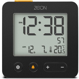 ZEON Digital Travel Alarm Clock with Positive LCD Display, Snooze and Backlight Function and Temperature & Date Display in Black, CE4557