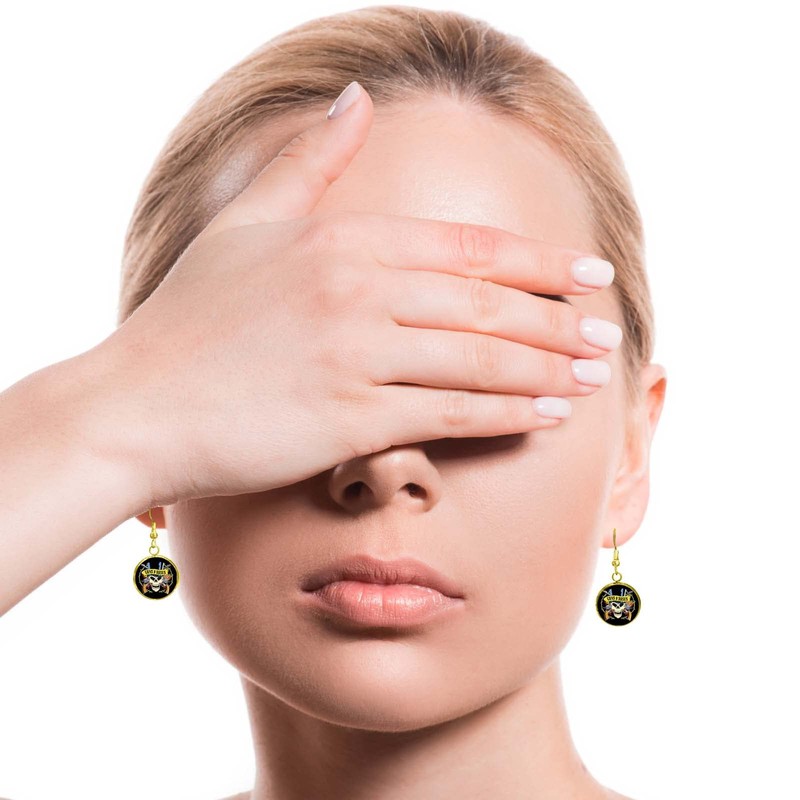 Guns Roses Drop Dangle Earring, Gold