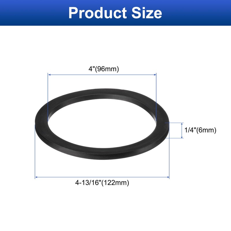 sourcing map 6 Pcs Solid Nitrile Rubber Flat Washer DN100