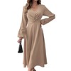 LalaLin Women's Long Sleeve Maxi Dress V-Neck Twist Waist Wedding