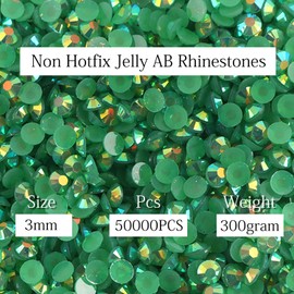 Big Pack 3mm 50000PCS Resin Rhinestone Flatback Round AB Jelly Color Rhinestones for Nail Art, Bottles, Makeup Clothes Shoes Cup DIY Crafts Supplies