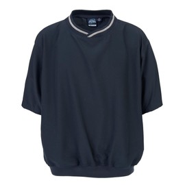 Akwa Made in USA Men's Microfiber Water Repellent Short Sleeve Pullover Windshirt with Side Pockets Navy