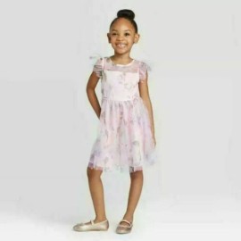 Zenzi EB) Beautiful Girls Dress Tulle Pink Purple Green Sheer Floral Formal Dress 18 m